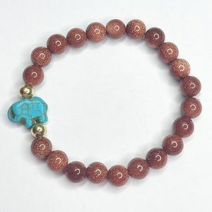 Handmade Stretch Bracelet 8mm with Elephant Brown